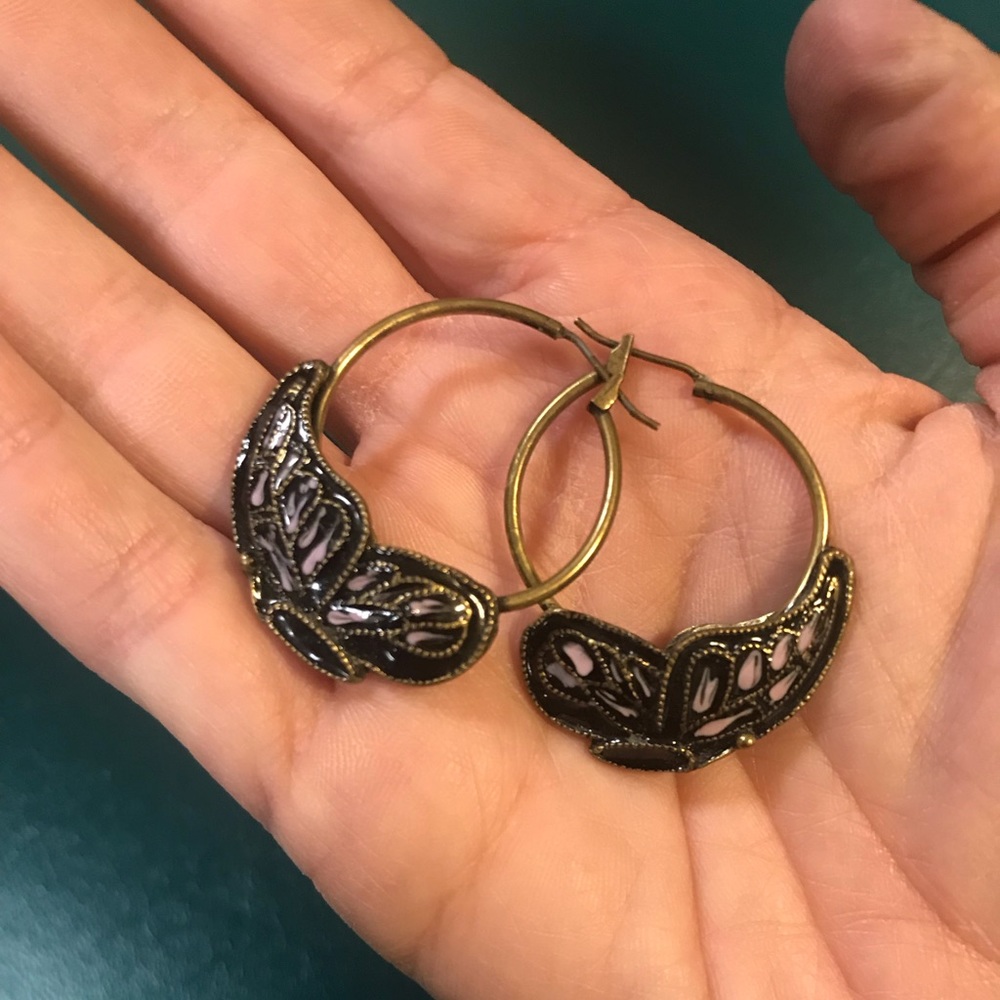 Costume jewelry hoop butterfly earrings
